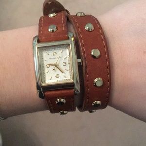 Michael Kors leather, gold grommets wrap watch!